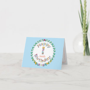 Carta FloralI monograma Cartão de Aniversário Pers