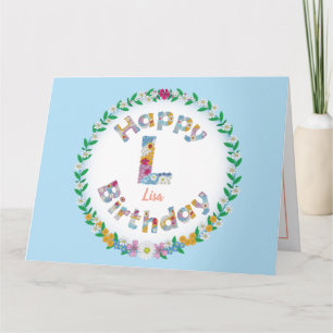 Carta FloralL monograma Cartão de Aniversário Pers