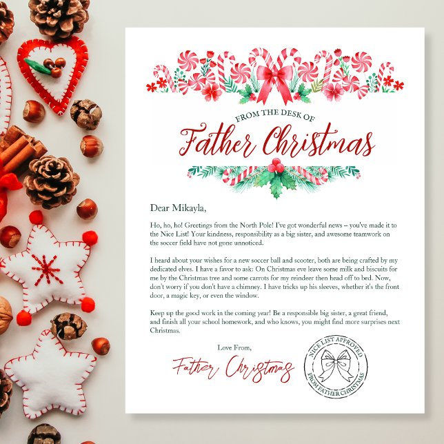 Carta Infantil de Aquarela do Pai Natal (Watercolor Child's Letter from Father Christmas)