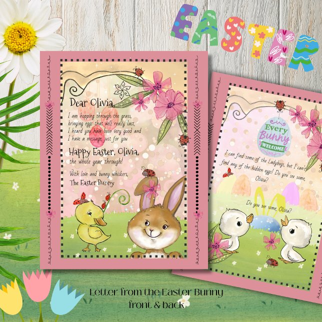 Carta Mágica Rosa do Coelho da Páscoa (Magical Pink Letter from the Easter Bunny )