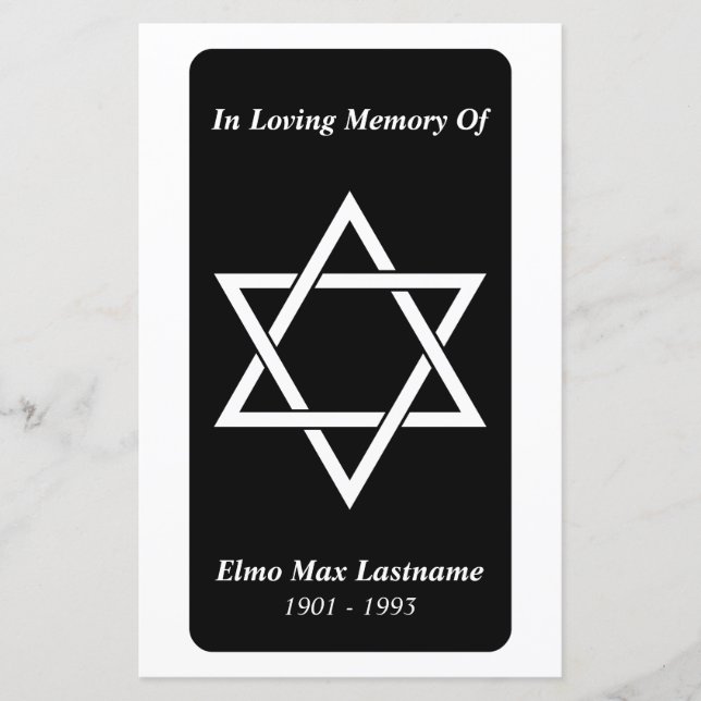 carta memorial estrela elegante de david (Frente)