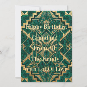 Carta Mosaico Art Déco Verde Esmeralda e Dourado