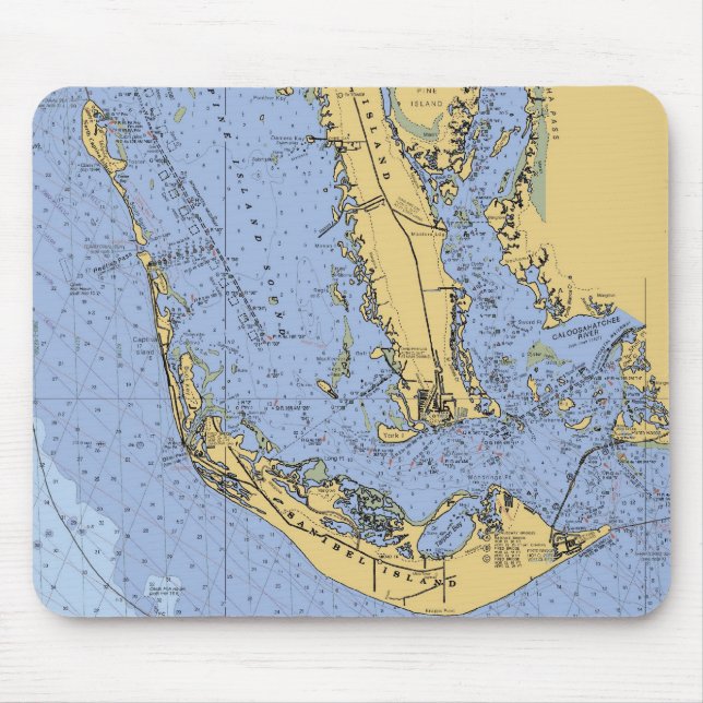 Carta náutica Mousepad de Florida da ilha de (Frente)