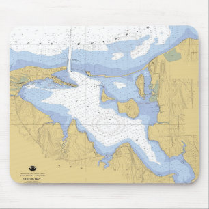 Carta náutica Mousepad do porto da baía NY de