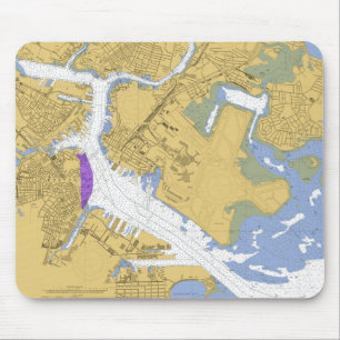 Carta náutica Mousepad do porto das MÃES de Bost