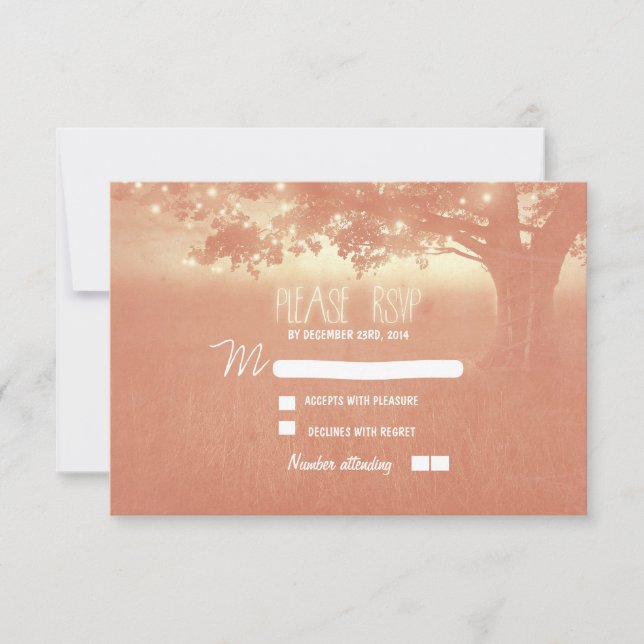 carta noturna de casamento romântico RSVP (Frente)