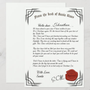 Carta Oficial Do Cartão De Férias Do Papai Noel