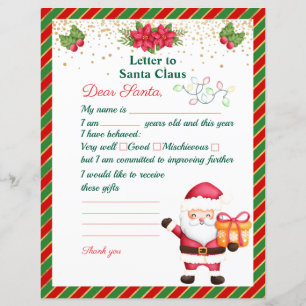 Carta para Papai Noel Lista de Desejos de Natal pa