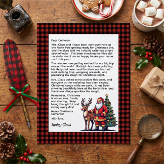 Carta Personalizada de Natal do Papai Noel Xadrez 