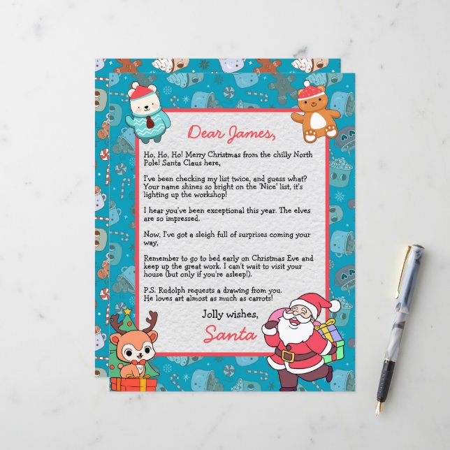 Carta Personalizada de Papai Noel para crianças (Frente/Verso In Situ)