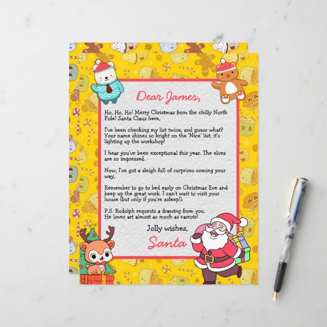 Carta Personalizada de Papai Noel para crianças (Frente/Verso In Situ)