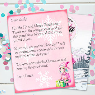 Carta Personalizada de Papai Noel para Raparigas