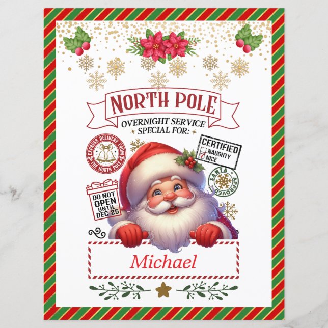 Carta Personalizada de Papais noeis para Presentes (Verso)