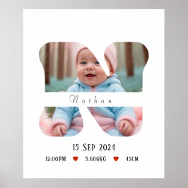 Carta Personalizada do Alfabeto Bebês - N - Poster