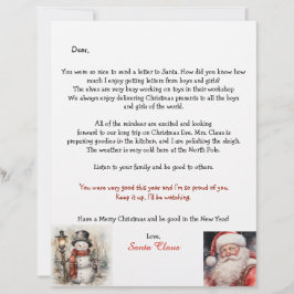 Carta Personalizada do Papai Noel Boneco de Neve