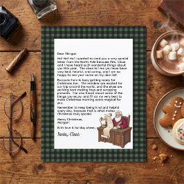 Carta Personalizada do Papai Noel Xadrez Verde e P