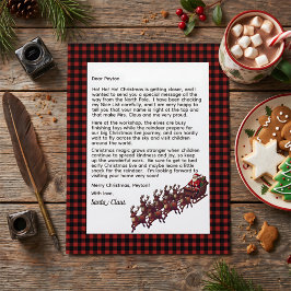 Carta Personalizável do Papai Noel Xadrez Vermelho