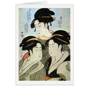 Cartão 江 戸 の 人 美, 歌 Três Belas Mulheres de Edo, Utamaro