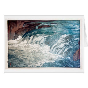 Cartão 渓 流, Rapids, Hiroshi Yoshida, Woodcut