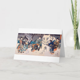 Cartão 猫 の 雪 だ ま 国 Grande Gato Snowman, Kuniyoshi, Ukiyo-