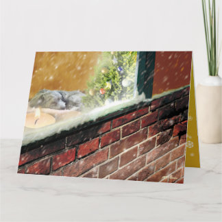 CARTÃO 窓辺のキャンドル・眠る犬 クリスマスカード