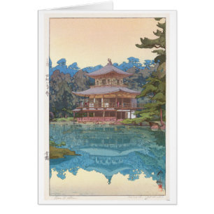 Cartão 金閣寺, Kinkaku-ji, Hiroshi Yoshida, Woodcut