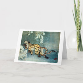 Cartão 雪中虎図, tigre na neve, Hokusai do 北斎