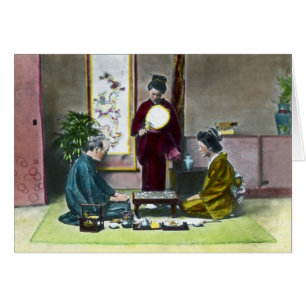 Cartão 麻雀 tradicional de Mahjong do japonês do vinta