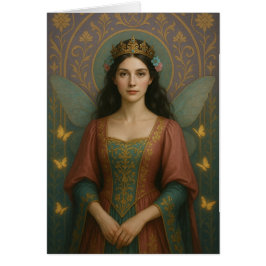 Cartão 004_A fairy princess in muted rose and teal green.