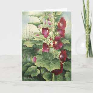 Cartão 0536 Burgundy Hollyhocks Birthday Card