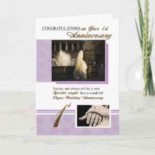 Cartão 1º Aniversário de Casamento de Papel