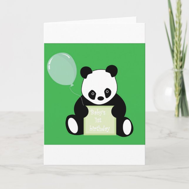 Cartão 1º Aniversário do Bebê Panda (Frente)