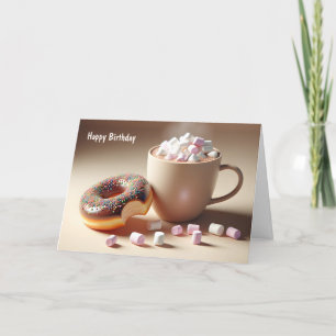 Cartão 10º Aniversário Cacau quente e Rosquinha