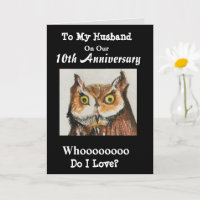 10º Aniversário do Meu Marido Engraçado Coruja Amo