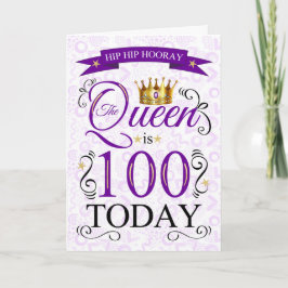 Cartão 100º aniversário A Rainha é 100 Hoje Roxo
