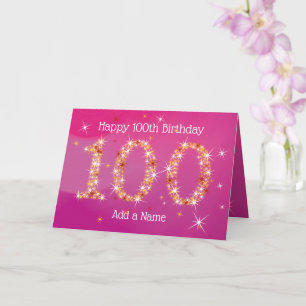 Cartão 100º aniversário - Estrelas - Dourado rosa - VELHO