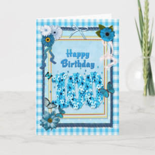 Cartão 100.º Aniversário com efeito de livro genealógico