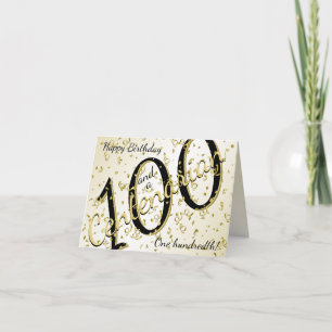 Cartão 100 anos Centenário Aniversário Negro/Texto Dour