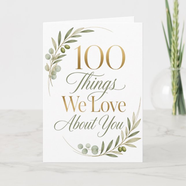 Cartão 100 Coisas Que Amamos Sobre Você (Frente)