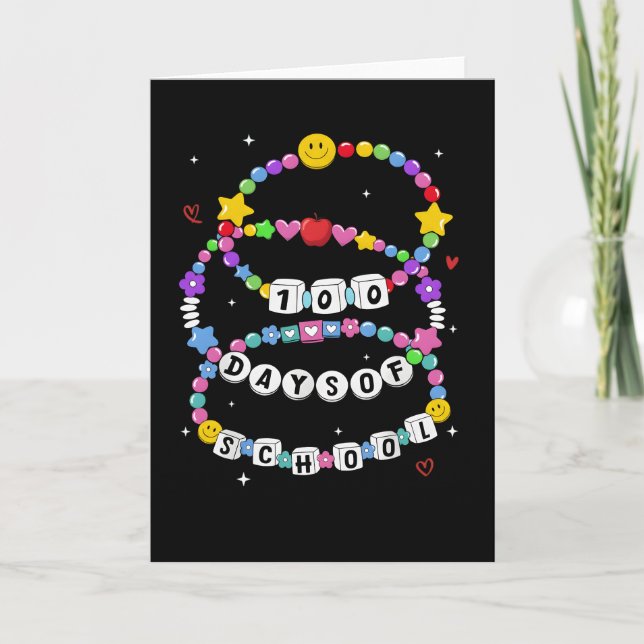 Cartão 100 Days of School Beaded Necklace Cute Colorful (Frente)