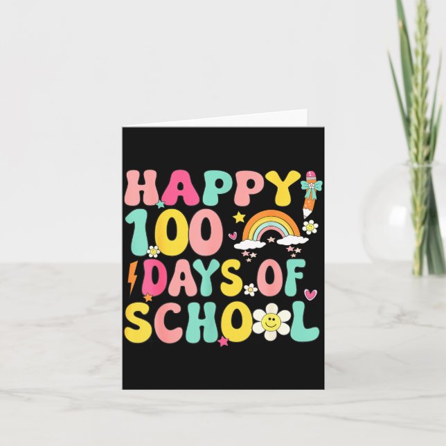 Cartão 100 Days Of School Teacher Kids Happy 100th Day Of (Frente)