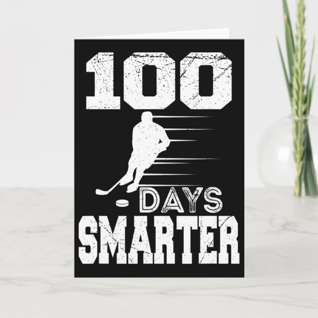 Cartão 100 Days Smarter Hockey Sports 100th Day Of School (Frente)