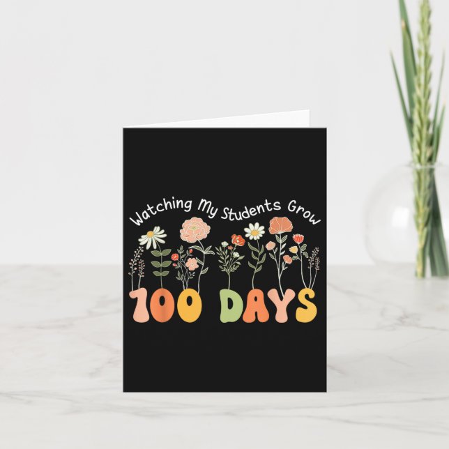 Cartão 100 dias cultivando flores de boho 100 dias profes (Frente)