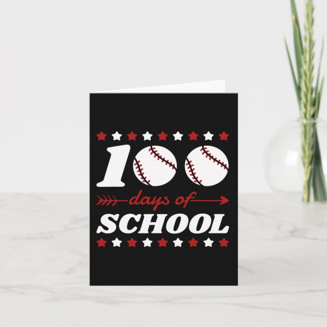 Cartão 100 Dias De Amantes De Baseball Escolar (Frente)