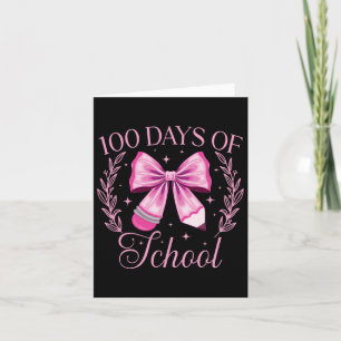 Cartão 100 Dias De Arco De Lápis De Coquete Escolar Rosa