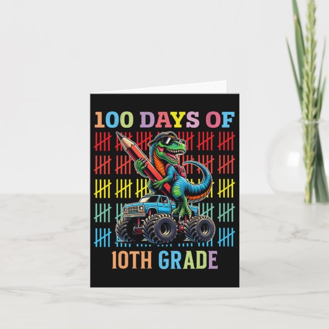 Cartão 100 Dias De Caminhão De Monstro Escolar 100.º Dia  (Frente)
