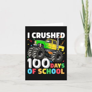 Cartão 100 dias de caminhonete de monstro escolar 100º di