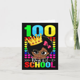 Cartão 100 Dias De Crianças Escolares Menina América Negr