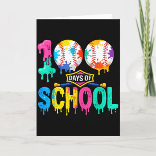 Cartão 100 Dias De Escola Beisebol Meninos Crianças Color