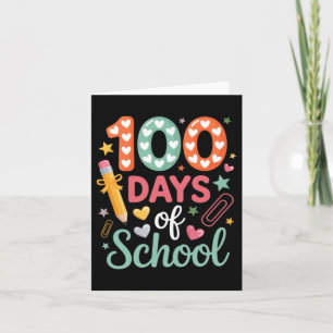 Cartão 100 Dias De Escola Círculo Xadrez Retrô Divertido